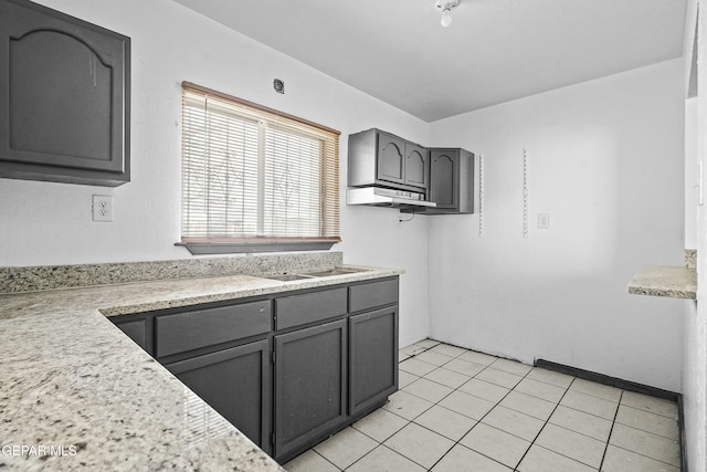 9005 Electra Dr, Canutillo, TX 79835 - kitchen featuring light countertops, gray cabinetry, light tile patterned floors, and a sink