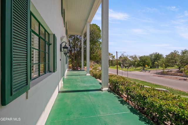 view of patio featuring a porch