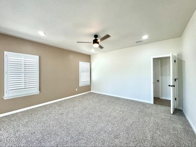 14617 Tierra Nectar Ave, El Paso, TX 79938 - empty room with carpet floors, ceiling fan, visible vents, and baseboards