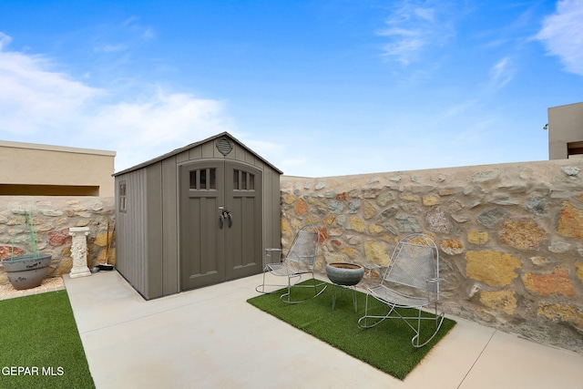 view of shed