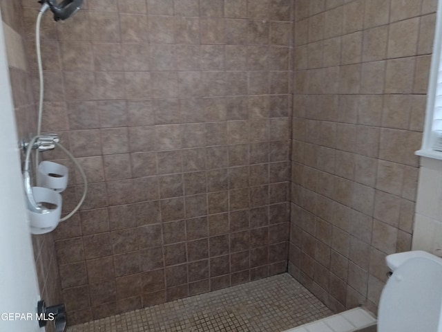 bathroom featuring toilet and a stall shower