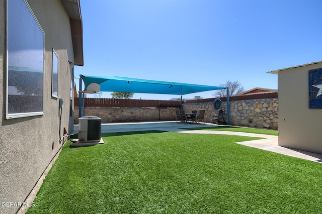 10677 Canyon Sage Dr, El Paso, TX 79924 - view of yard featuring central AC and a patio