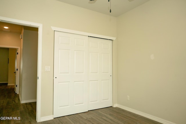 756 Jalynn Grace, Canutillo, TX 79835 - unfurnished bedroom featuring dark wood-style flooring and a closet