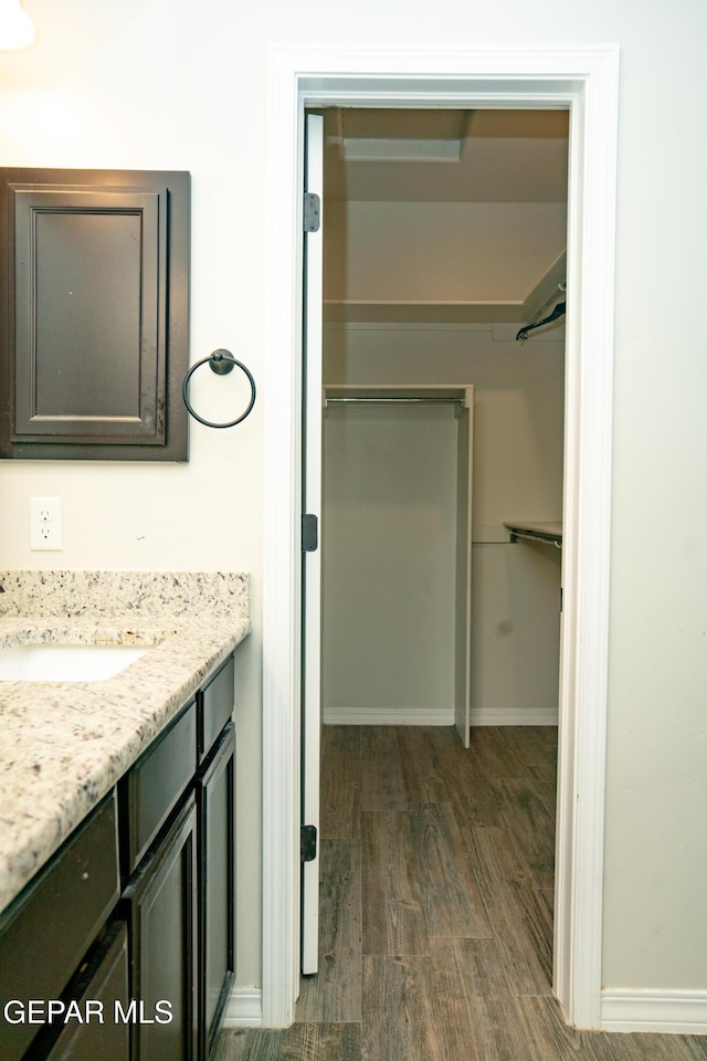 756 Jalynn Grace, Canutillo, TX 79835 - bathroom featuring vanity and wood finished floors