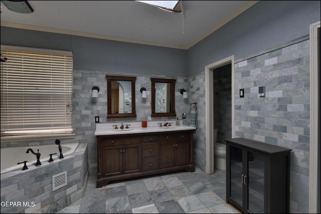 29 Cielo Vis, Anthony, NM 88021 - bathroom featuring double vanity, a sink, and tile walls