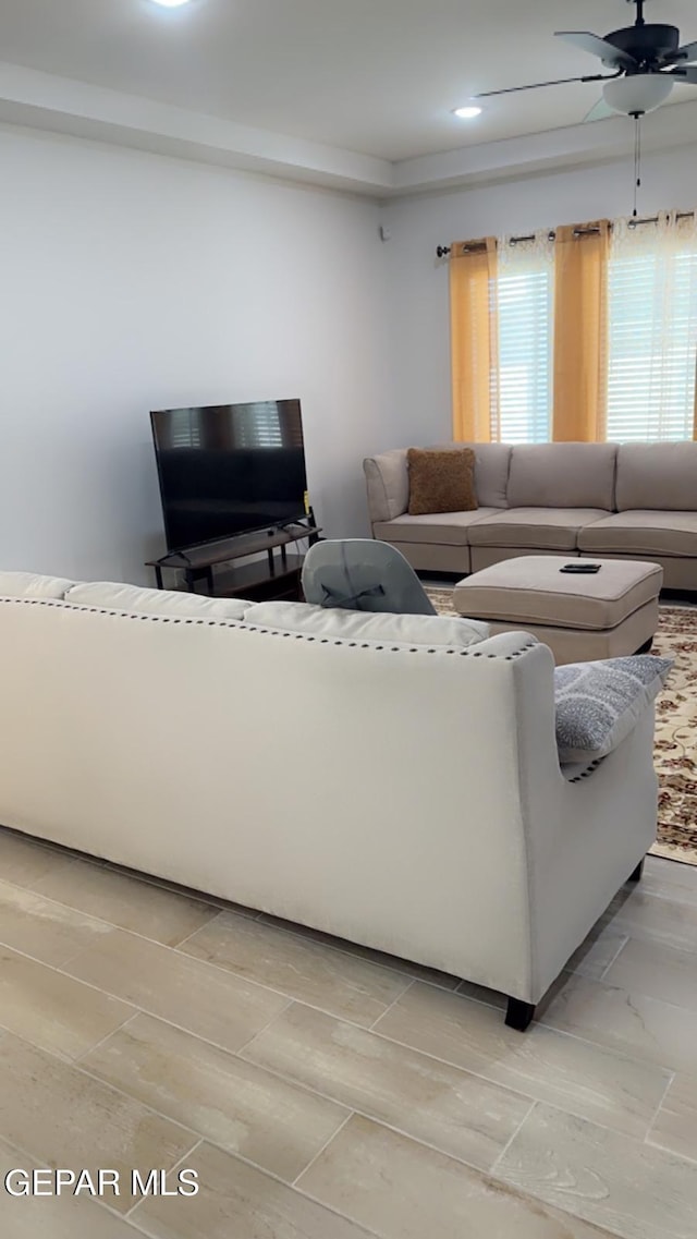 14509 Johnny Mata Dr, El Paso, TX 79938 - living room featuring a ceiling fan and recessed lighting