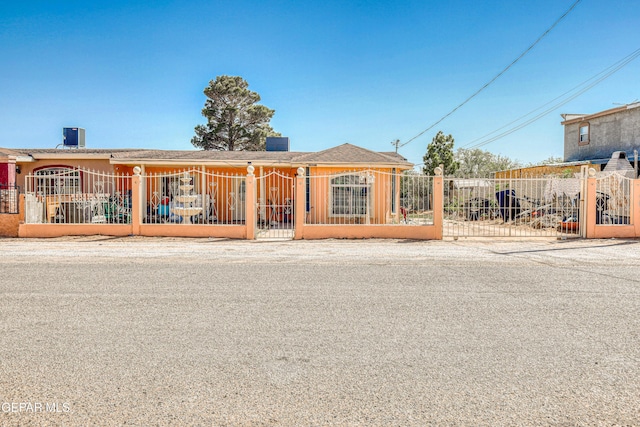 view of front of house with a gate and a fenced front yard