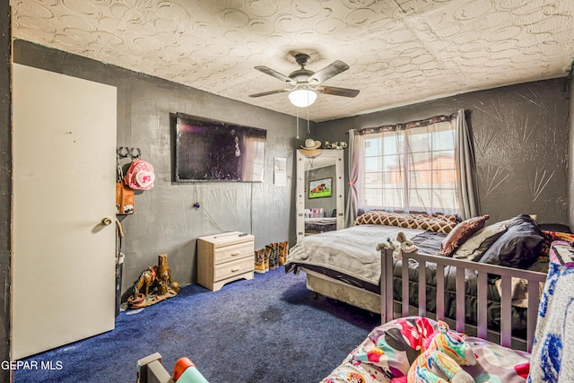 unfurnished bedroom featuring carpet floors and ceiling fan