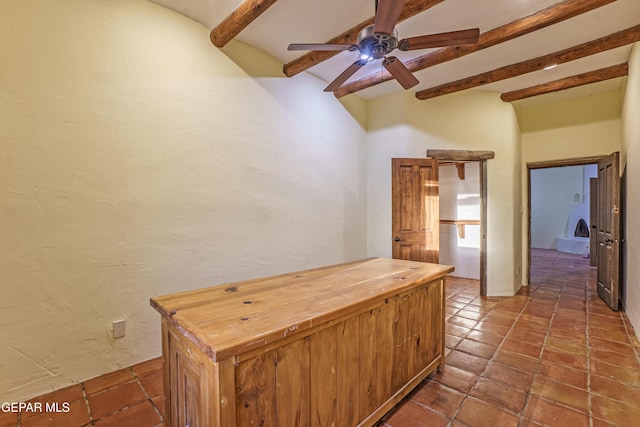 32 Cielo Dorado Dr, Anthony, NM 88021 - hall with beamed ceiling and tile patterned floors