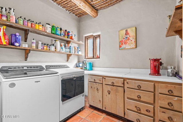 32 Cielo Dorado Dr, Anthony, NM 88021 - laundry area featuring light tile patterned flooring and washer and clothes dryer