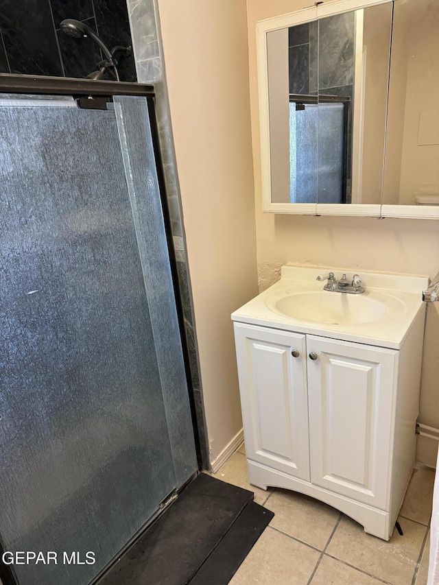 222 Lone Star Pl, El Paso, TX 79907 - bathroom with tile patterned flooring, a shower stall, and vanity