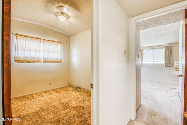 interior space with a textured ceiling