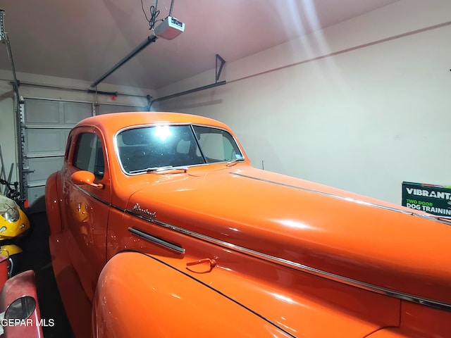 garage with a garage door opener