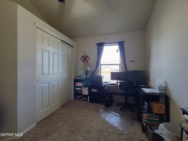 view of carpeted office space