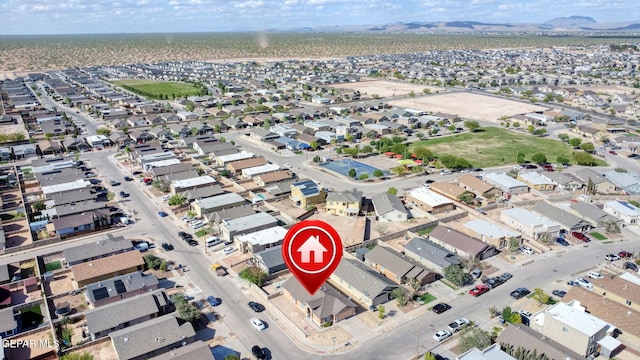 12729 Raul Mendiola Ln, El Paso, TX 79938 - aerial view of property and surrounding area featuring a mountainous background and nearby suburban area