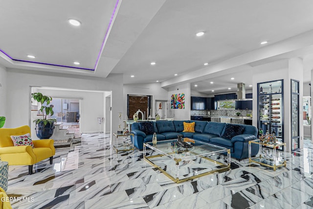 701 La Cruz Dr, El Paso, TX 79902 - living area with recessed lighting and marble finish floor