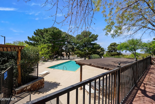 pool with a patio area