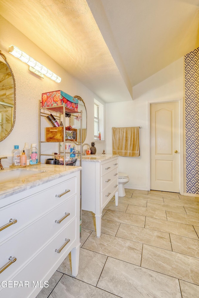 full bathroom featuring vanity and toilet