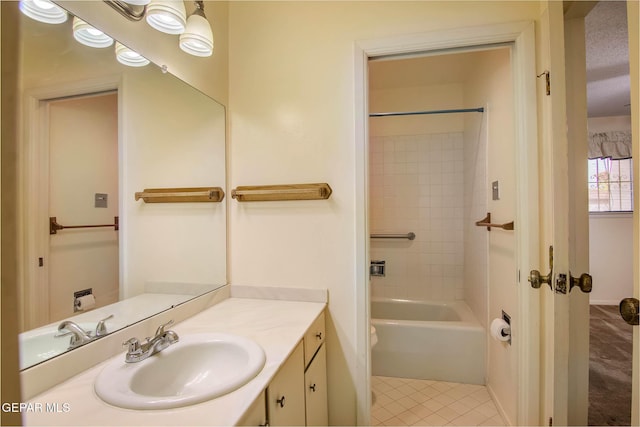 10632 Park View Cir, El Paso, TX 79935 - full bath featuring tile patterned floors, vanity, and shower / bathtub combination