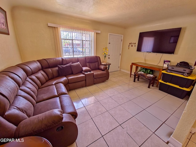 7726 Monterrey Dr, El Paso, TX 79915 - living room with a textured ceiling and light tile patterned flooring