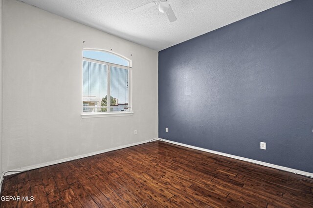 3501 Al Roberts Dr, El Paso, TX 79936 - unfurnished room featuring baseboards, wood-type flooring, a textured ceiling, and a ceiling fan