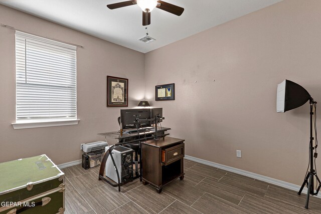 14439 Eastbrook Dr, El Paso, TX 79938 - office space featuring visible vents, baseboards, and ceiling fan
