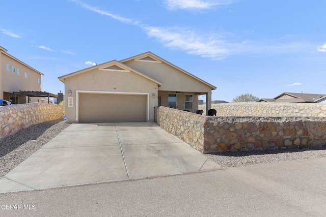 14439 Eastbrook Dr, El Paso, TX 79938 - ranch-style house featuring concrete driveway, stucco siding, fence, and a garage