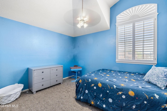 400 Rio Fango, El Paso, TX 79932 - carpeted bedroom with baseboards, ceiling fan, and lofted ceiling