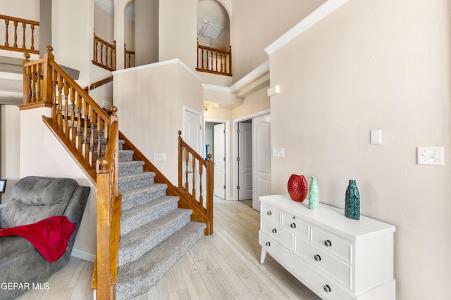 400 Rio Fango, El Paso, TX 79932 - stairs featuring a towering ceiling and wood finished floors