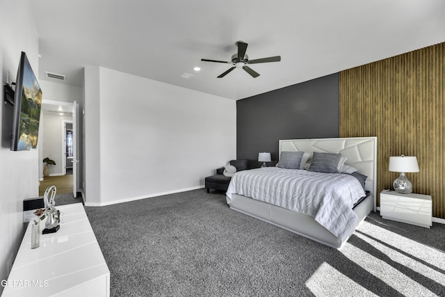 784 Brunswick Pl, Horizon City, TX 79928 - bedroom featuring visible vents, baseboards, a ceiling fan, carpet floors, and recessed lighting