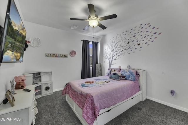 784 Brunswick Pl, Horizon City, TX 79928 - bedroom featuring carpet floors, baseboards, and ceiling fan