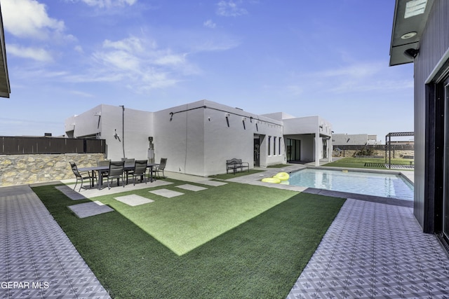 784 Brunswick Pl, Horizon City, TX 79928 - view of yard with fence, a fenced in pool, and a patio