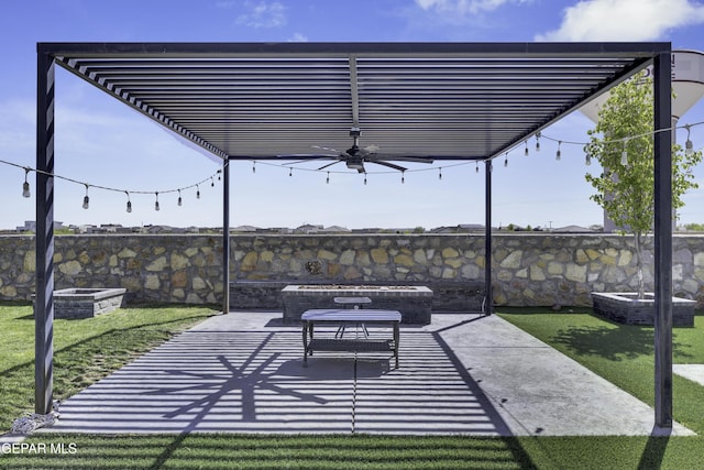 784 Brunswick Pl, Horizon City, TX 79928 - view of patio with a pergola, an outdoor living space, and a fenced backyard
