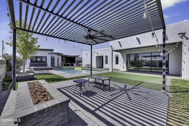 784 Brunswick Pl, Horizon City, TX 79928 - view of patio / terrace with an outdoor pool and an outdoor fire pit