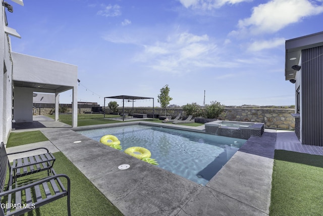 784 Brunswick Pl, Horizon City, TX 79928 - view of swimming pool with a patio, a pool with connected hot tub, and fence