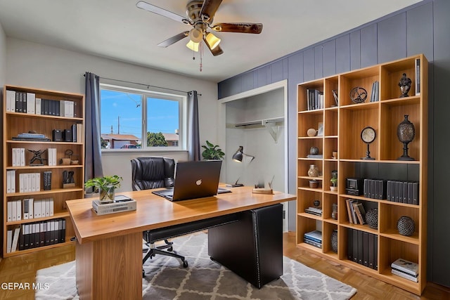 office featuring a ceiling fan