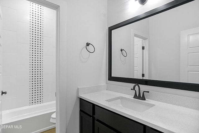 3792 Surmise St, El Paso, TX 79938 - full bathroom with vanity, toilet, and shower / washtub combination