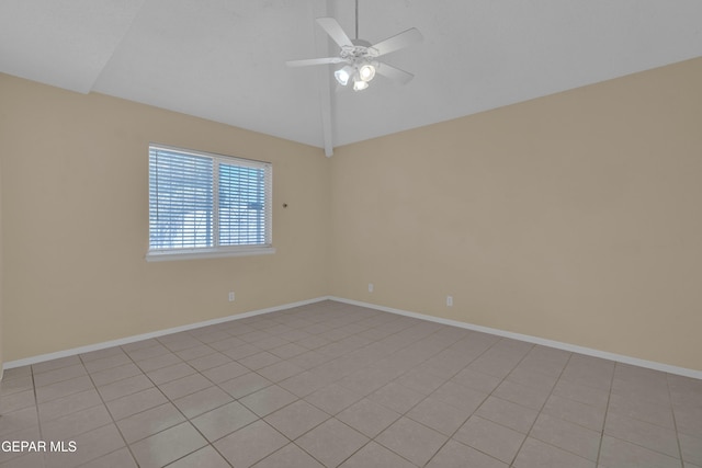 7341 Desierto Rojo Ct, El Paso, TX 79912 - empty room with lofted ceiling, baseboards, and ceiling fan