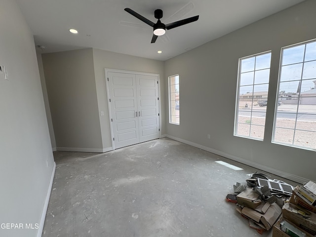 11345 Ardelle Ave, El Paso, TX 79936 - unfurnished bedroom featuring a closet, recessed lighting, baseboards, and ceiling fan