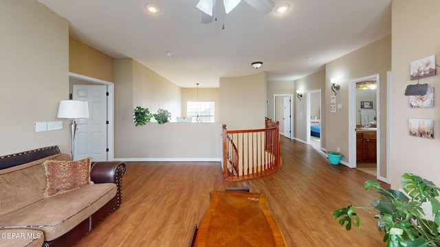 7350 La Casa Way, Canutillo, TX 79835 - interior space featuring baseboards, wood finished floors, and an upstairs landing