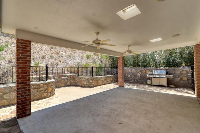 5628 Buckley Dr, El Paso, TX 79912 - view of patio featuring fence, area for grilling, and a ceiling fan