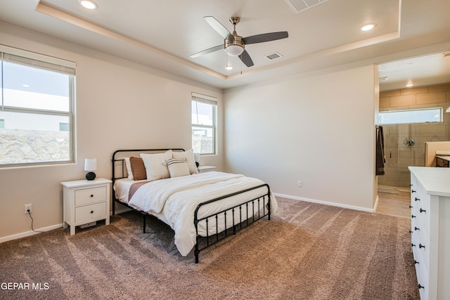951 Airship Pl, El Paso, TX 79928 - bedroom with a raised ceiling, carpet floors, recessed lighting, baseboards, and ceiling fan