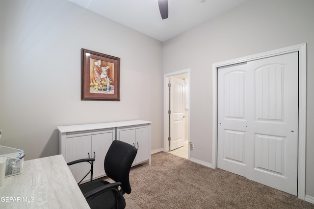 7825 Enchanted Ridge Dr, El Paso, TX 79911 - office space with light carpet, baseboards, and ceiling fan