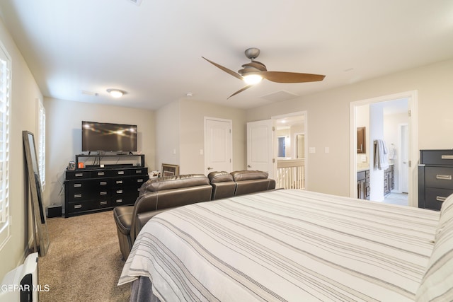 7825 Enchanted Ridge Dr, El Paso, TX 79911 - carpeted bedroom featuring ceiling fan and ensuite bathroom