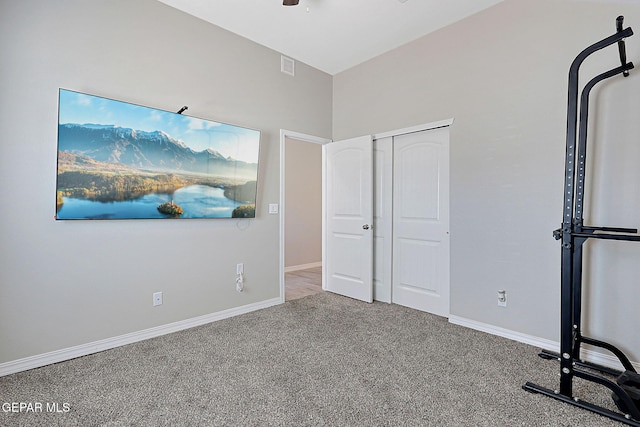 13877 Paseo Perlas Dr, El Paso, TX 79928 - unfurnished bedroom with baseboards, visible vents, carpet, and a closet