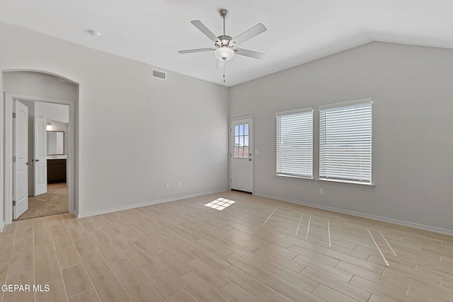 1205 Night Sky St, Horizon City, TX 79928 - empty room featuring light wood-style floors, visible vents, a ceiling fan, and baseboards