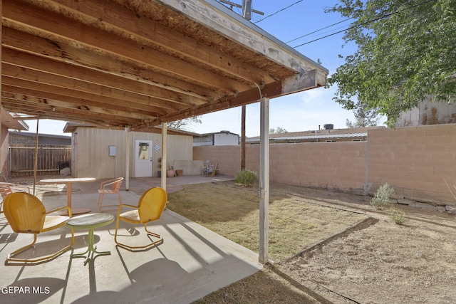view of patio with a fenced backyard