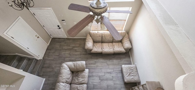 6236 Grace Madriles Pl, El Paso, TX 79932 - living area with wood finished floors and stairs