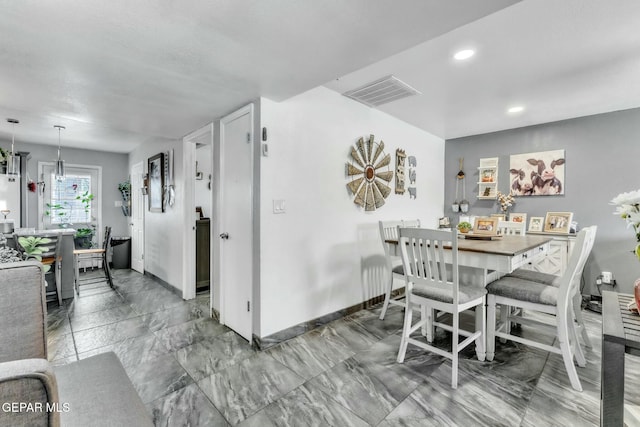 9966 Morocco Cir, El Paso, TX 79927 - dining space featuring visible vents, recessed lighting, and baseboards