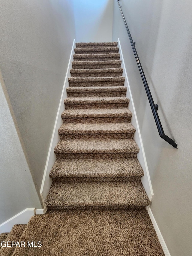 stairs featuring carpet